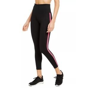 Ideology Women's Medium Pop Stripes High Rise 7/8  Leggings Black NWT